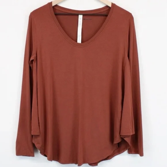 lululemon athletica Up For Down Time Long Sleeve Top size 8 Terracotta - Picture 3 of 5